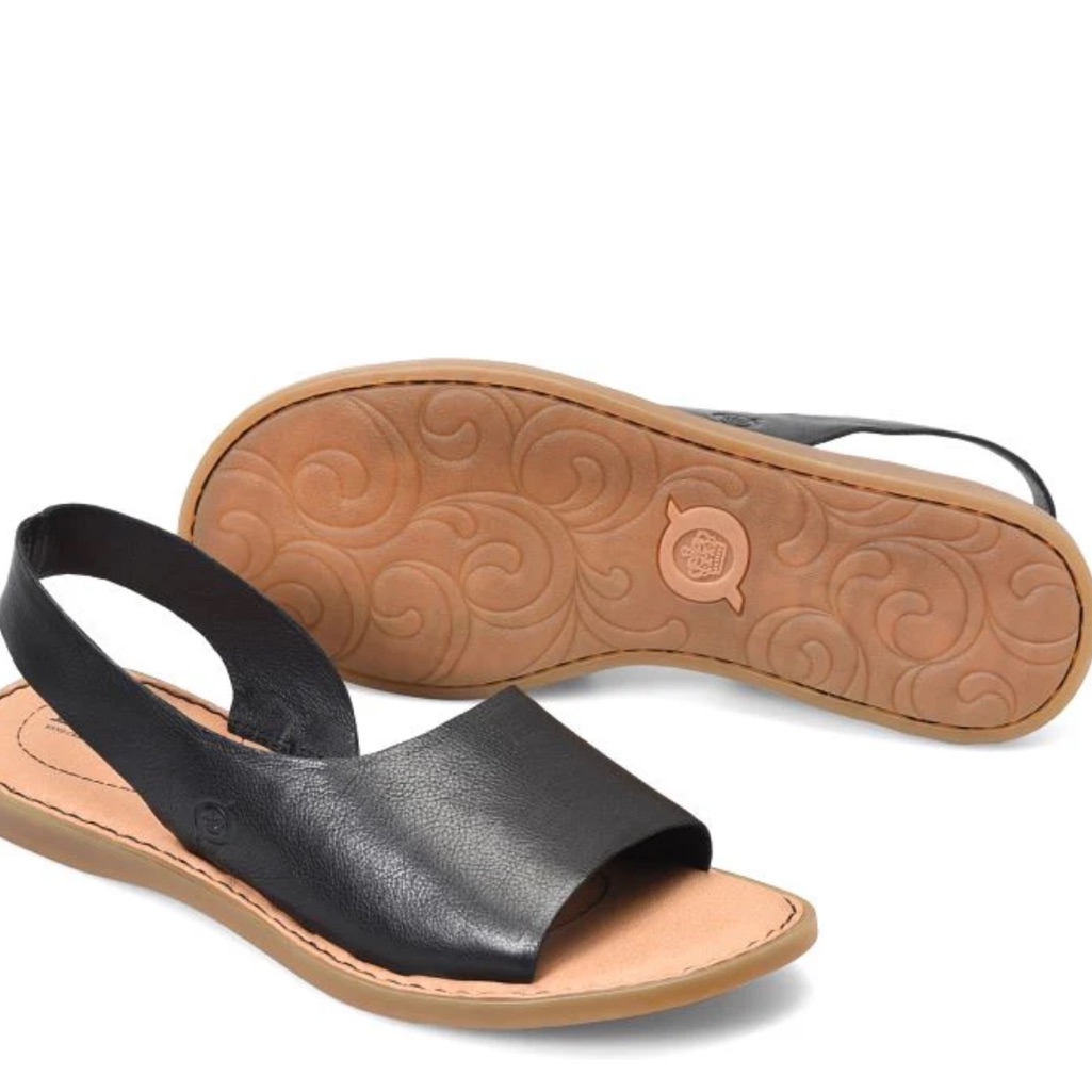 Born Inlet Black Leather Slip-On Comfortable Sandals Women’s Size 11